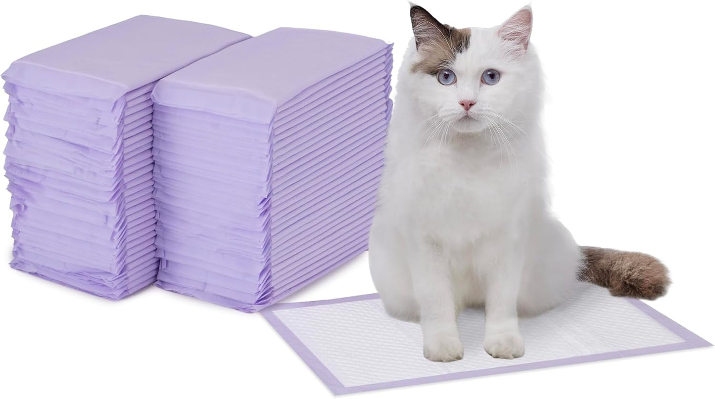 Cat Pee Pads, 60 Count, Universal Fit for Litter Box, Odor Control, Unscented, White/Purple