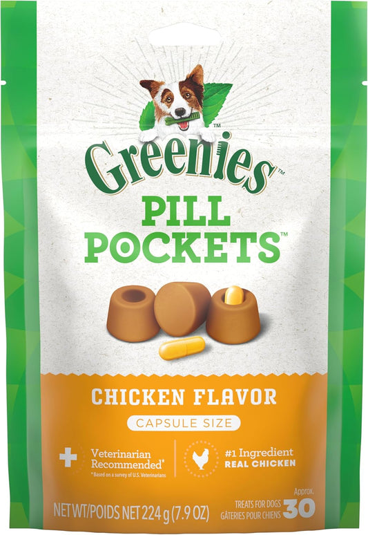 Pill Pockets for Dogs Large Size, Soft Dog Treats, Chicken Flavor, 7.9 Oz. Pouch (30 Treats)