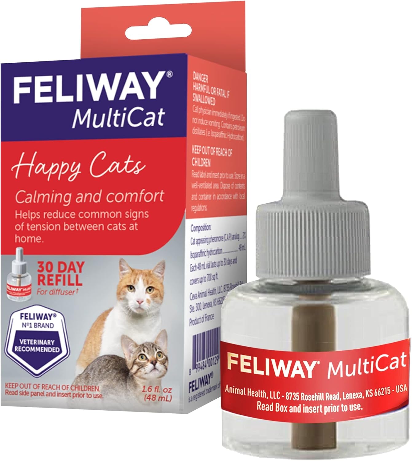 ® Multicat 30 Day Cat Calming Refill for Pheromone Diffuser, 48Ml - 1X 30 Day - Helps Reduce Conflicts and Signs of Tension in Multi-Cat Households