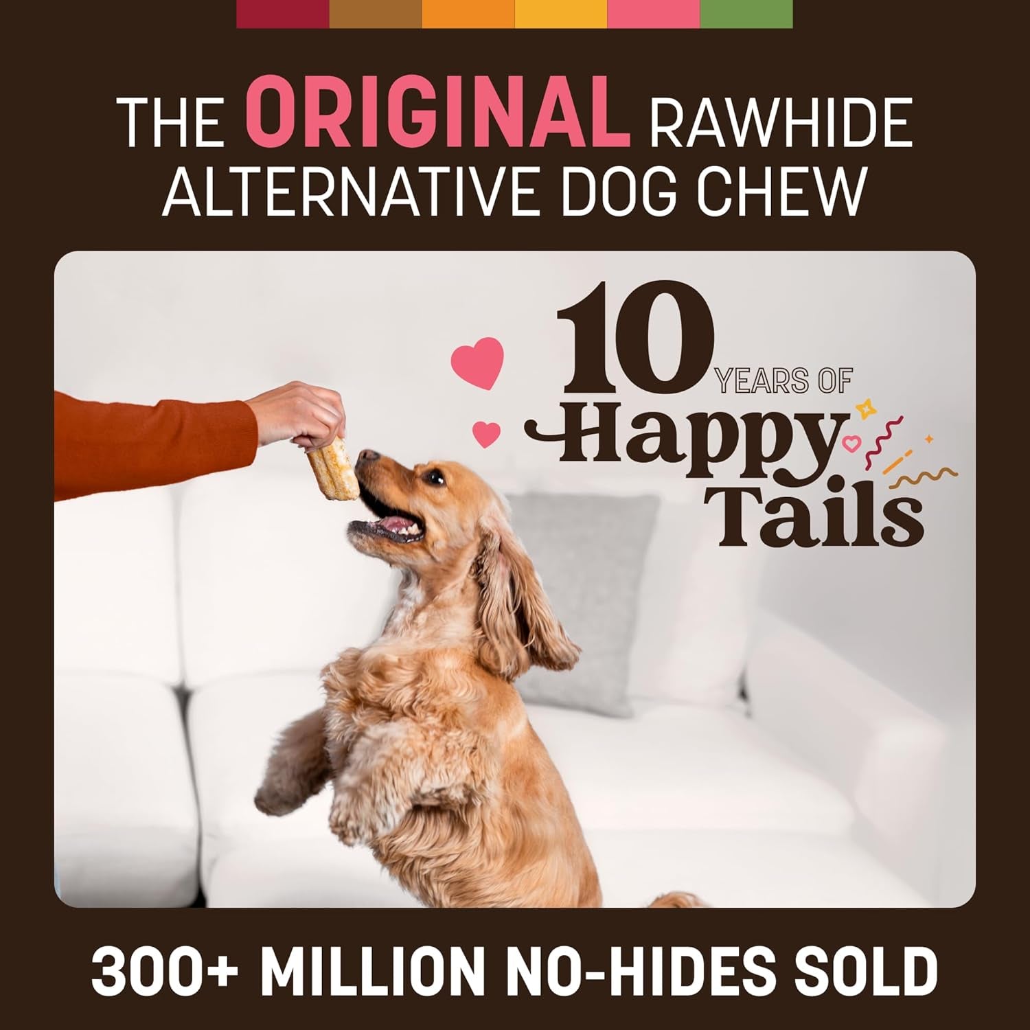 No Hide Chews - Long Lasting Rawhide Free Small Dog Chews Rolls, Salmon - 6 Count