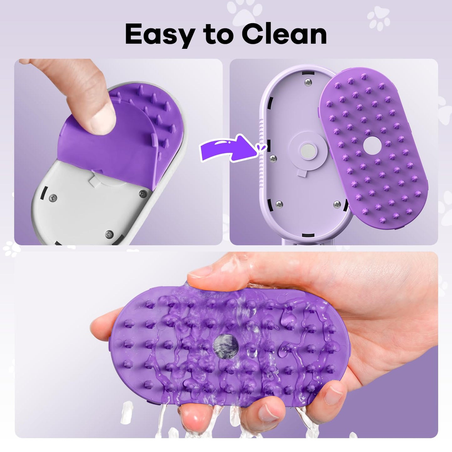 Cat Steam Brush for Shedding, 4 in 1 Rechargeable Steam Brush for Cats and Dogs, Anti-Static, Massage, Cleaning, Shedding & Combing All in One!