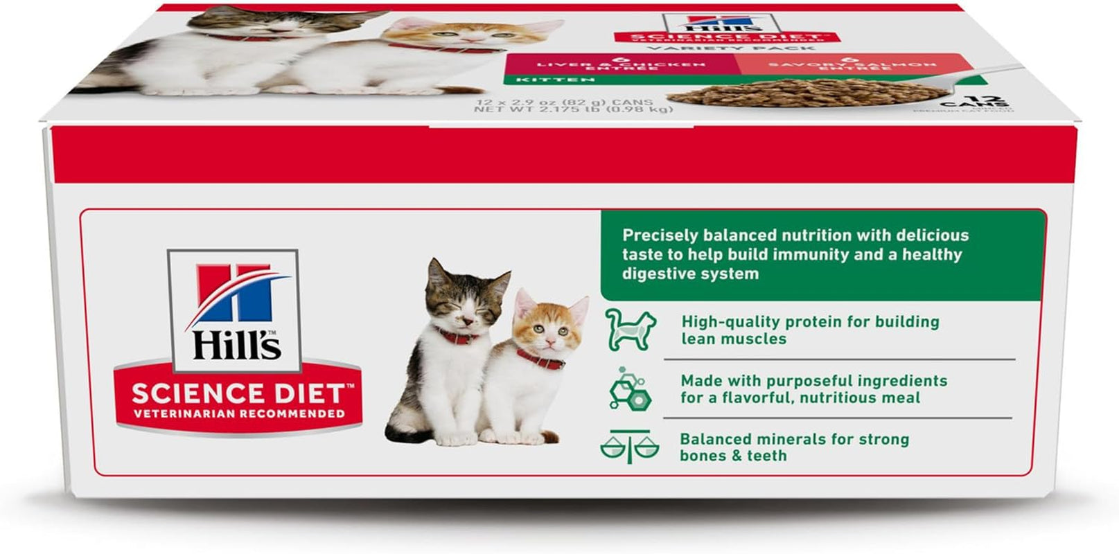 Kitten, Kitten Premium Nutrition, Wet Cat Food, Variety Pack: Liver & Chicken; Salmon Minced, 2.9 Oz Can Variety Pack, Case of 12