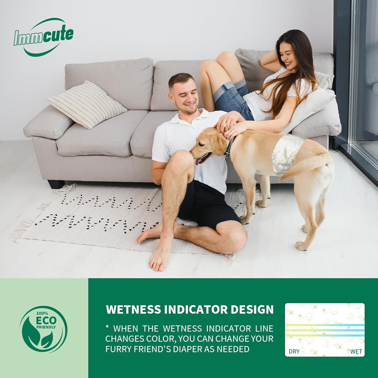 Dog Diapers Male Small 50 Ct, Male Dog Diapers Disposable with Wetness Indicator, Adjustable Puppy Diapers Male, Flashdry Gel Technology, Male Dog Wraps for Incontinence & Marking