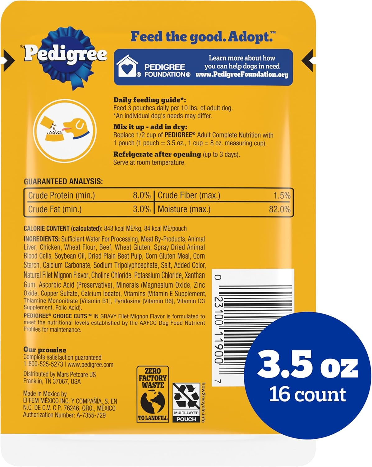 Choice Cuts in Gravy Adult Soft Wet Dog Food 16-Count Filet Mignon Flavor, 3.5 Oz Pouches