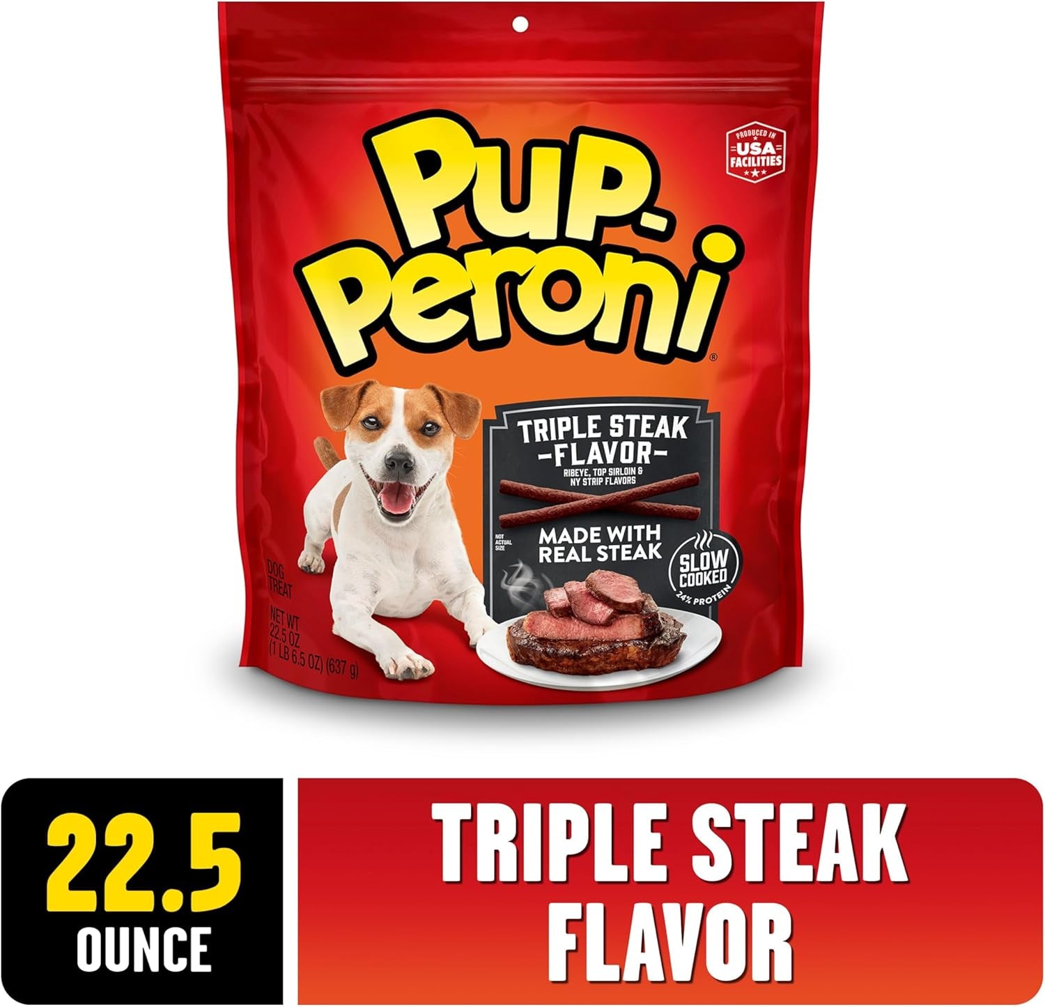 Dog Treats, Triple Steak Flavor, 22.5 Ounce, Ribeye, Top Sirloin, NY Strip Flavors