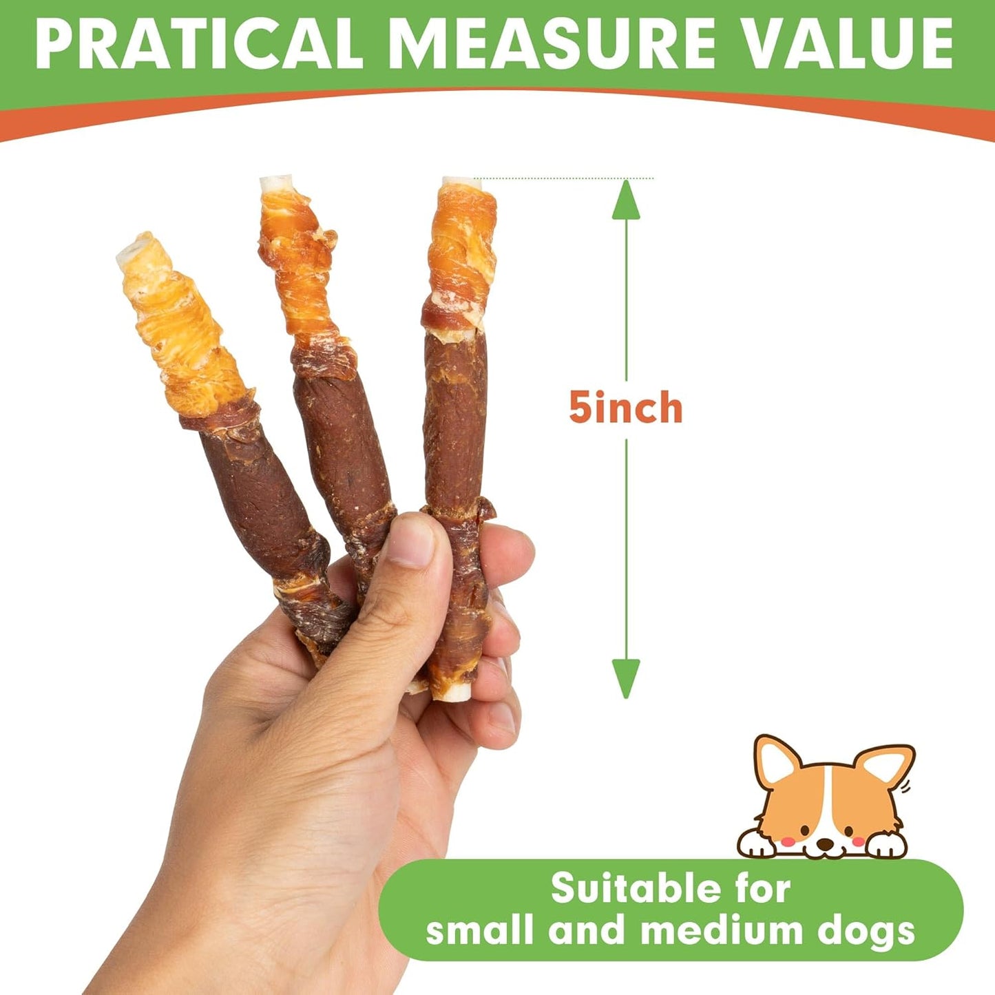 Dog Treats, Triple Flavor 5 Inch Chicken Liver Duck and Chicken Wrapped Rawhide Snacks for Small and Medium Dogs, 31.75 Oz (45 Count-Pack of 1)