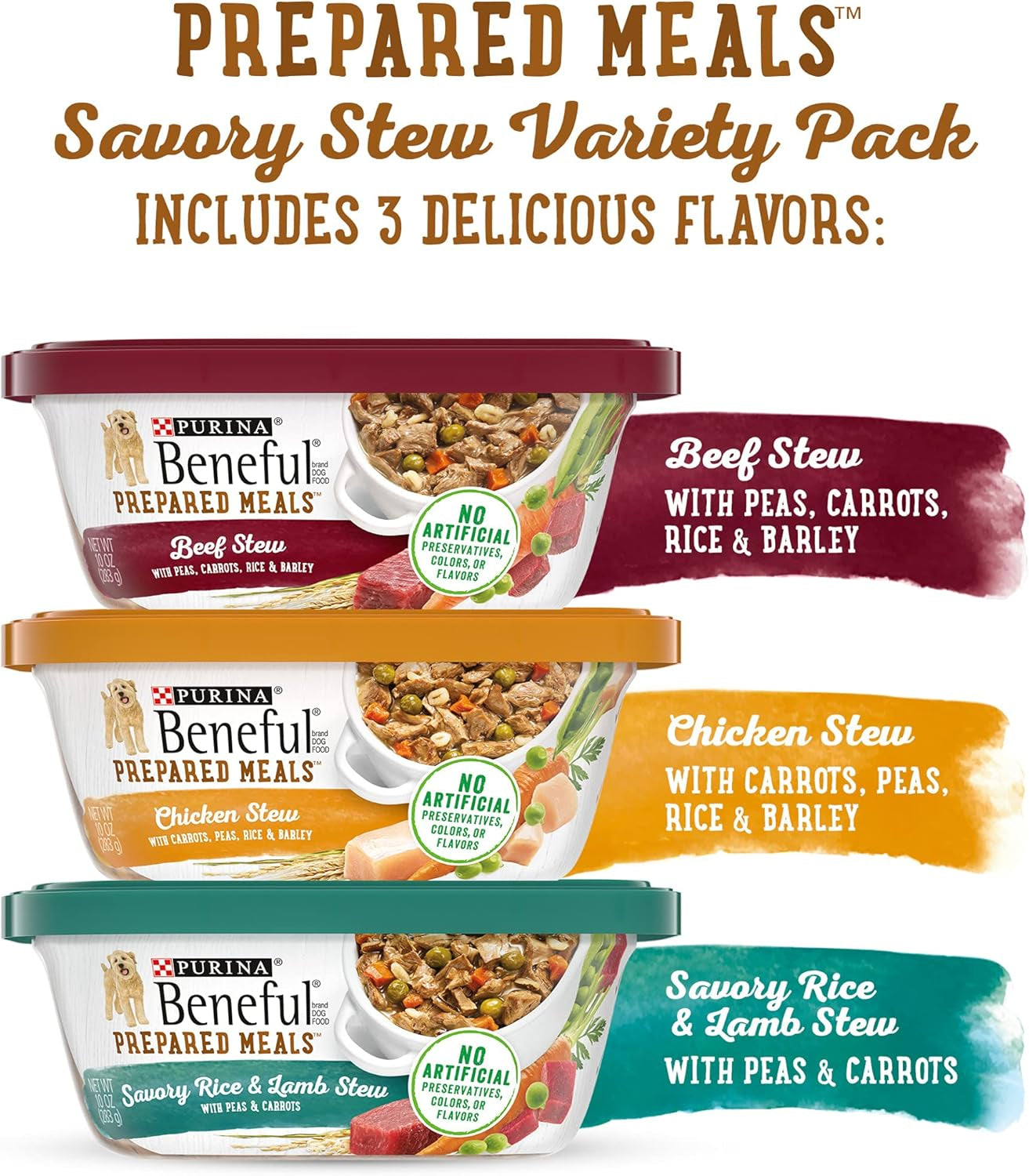 Purina  Gravy Wet Dog Food Variety Pack, Prepared Meals Stew - (12) 10 Oz. Tubs