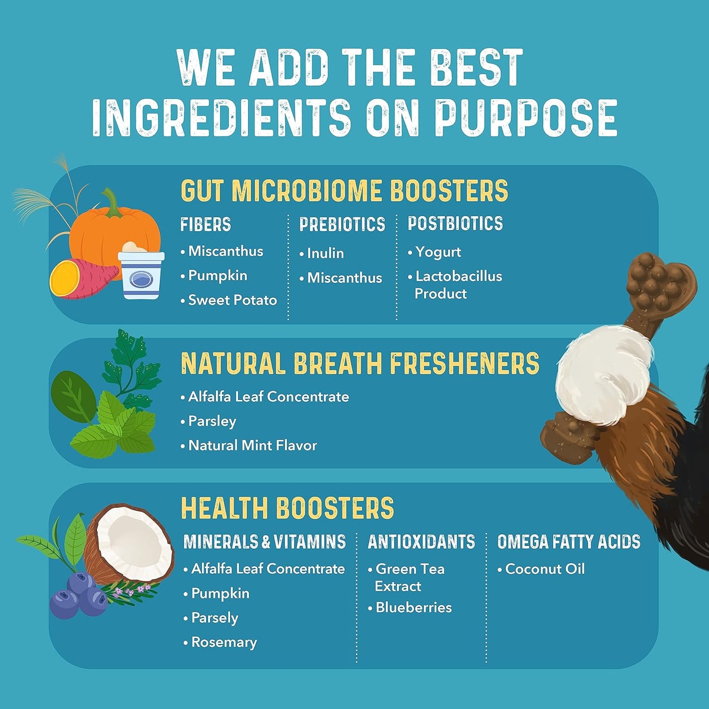 Charming Chompers - Daily Dental Chews for Dogs 15-25 Lbs. - 30 Count - Cleans Teeth, Freshens Breath, + Boosts Oral-Gut Microbiome. Easy to Digest, Supports Healthy Digestion Naturally