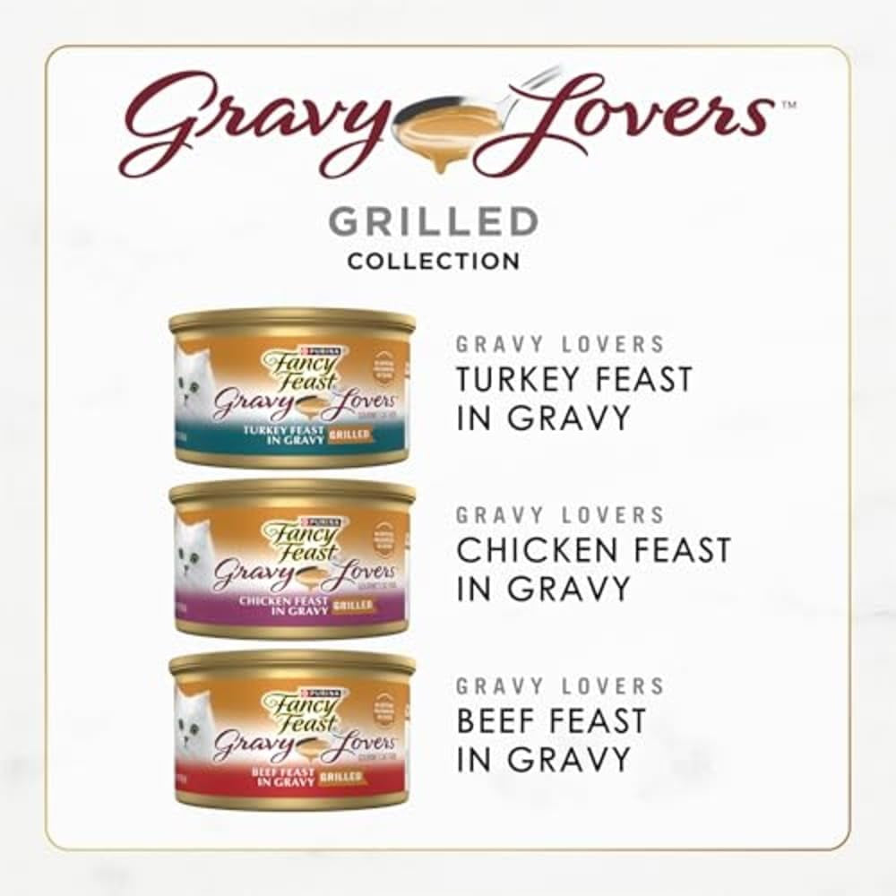 Purina  Gravy Lovers Poultry and Beef Grilled Gourmet Wet Cat Food Variety Pack - (Pack of 30) 3 Oz. Cans