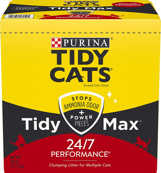 Purina  Clumping Cat Litter, Tidy Max 24/7 Performance Multi Cat Litter - 38 Lb. Box