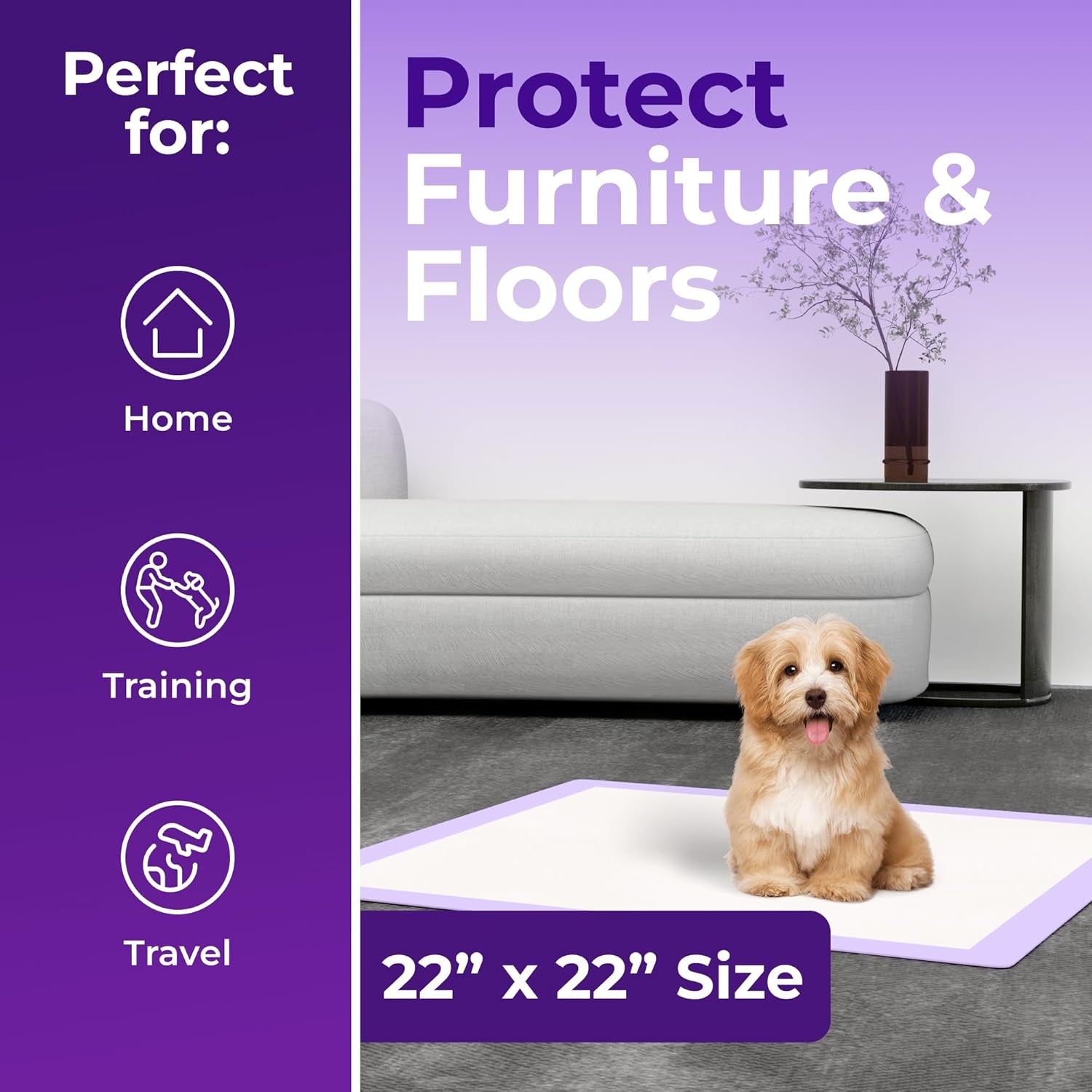 Pee Pads - Super Absorbent & Leak-Proof Pee Pads for Dogs - Puppy Pads - Waterproof Dog Pads, Lavender Scented Dog Training Pads for Cats, Rabbits (Pack of 80 - 22X22)