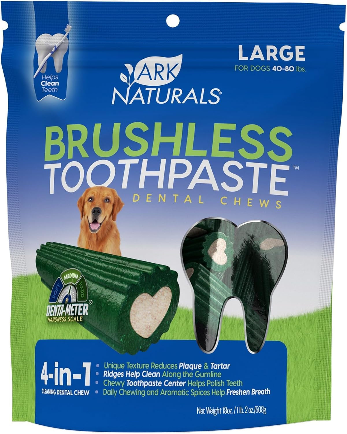 Brushless Toothpaste, Dog Dental Chews for Large Breeds, Freshens Breath, Helps Reduce Plaque & Tartar, 18Oz, 1 Pack