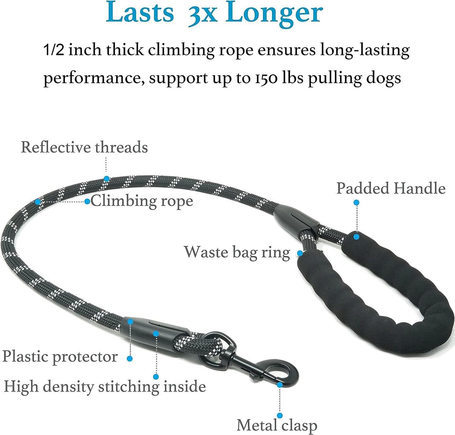 Dual Dog Leash - 360° Swivel, No Tangle Walking Leash with Shock Absorbing Bungee for Two Dogs (Medium, 8-35 Lbs, Black)