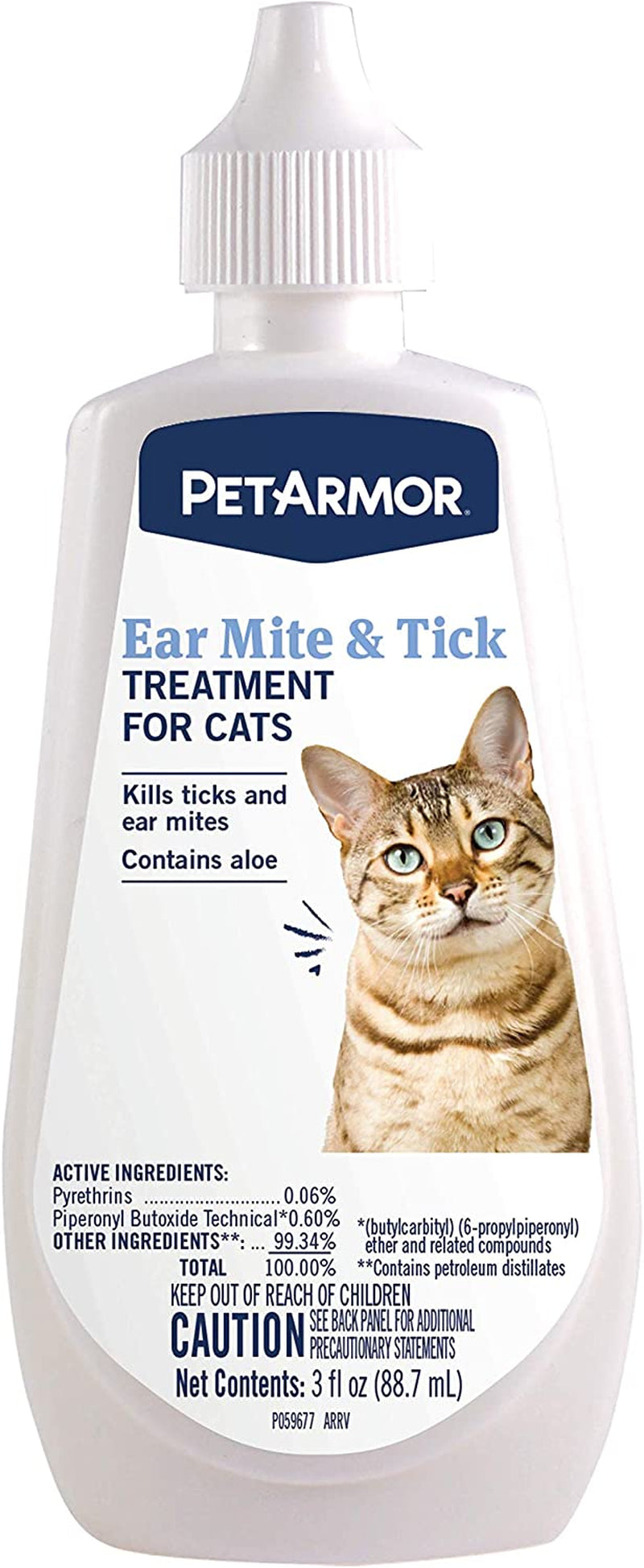 Ear Mite Treatment for Cats, Ear Mite Medicine Kills Ticks and Ear Mites to Relieve Itchiness, Ear Mite Drops Sooths Ears with Aloe, 3Oz