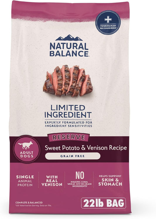 Limited Ingredient Adult Grain-Free Dry Dog Food, Reserve Sweet Potato & Venison Recipe, 22 Pound (Pack of 1)