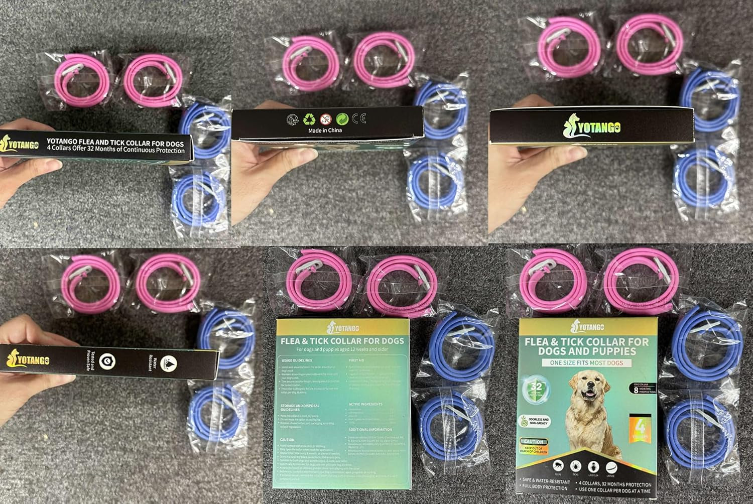 4 Pack Flea Collar for Dogs, Dog Flea Collar Waterproof, 32 Months Prevention, Dog Fleas and Tick Treatment, Adjustable Fleas and Tick Protection for Dogs Puppy(Blue & Pink)