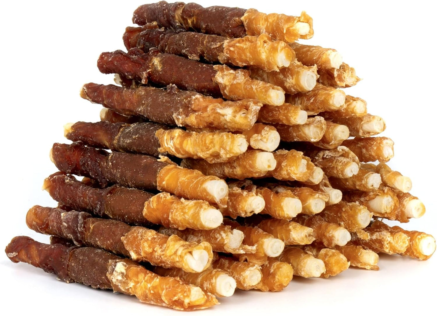 Dog Treats, Triple Flavor 5 Inch Chicken Liver Duck and Chicken Wrapped Rawhide Snacks for Small and Medium Dogs, 31.75 Oz (45 Count-Pack of 1)