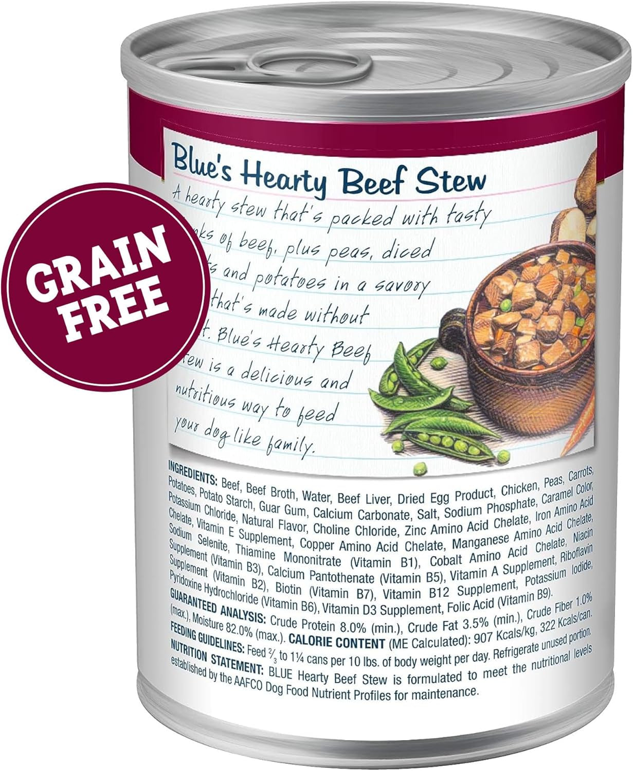 Blue'S Stew Grain-Free Wet Dog Food, Made with Natural Ingredients, Hearty Beef Stew, 12.5-Oz. Cans (12 Count)