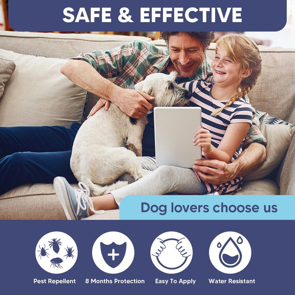 Flea Collar for Dogs, Adjustable Flea and Tick Collar for Large Dogs, 8 Months Protection 2 Count