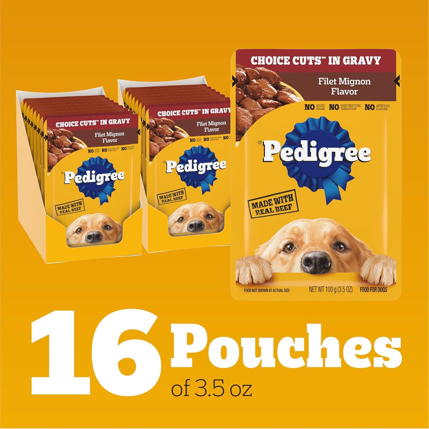 Choice Cuts in Gravy Adult Soft Wet Dog Food 16-Count Filet Mignon Flavor, 3.5 Oz Pouches