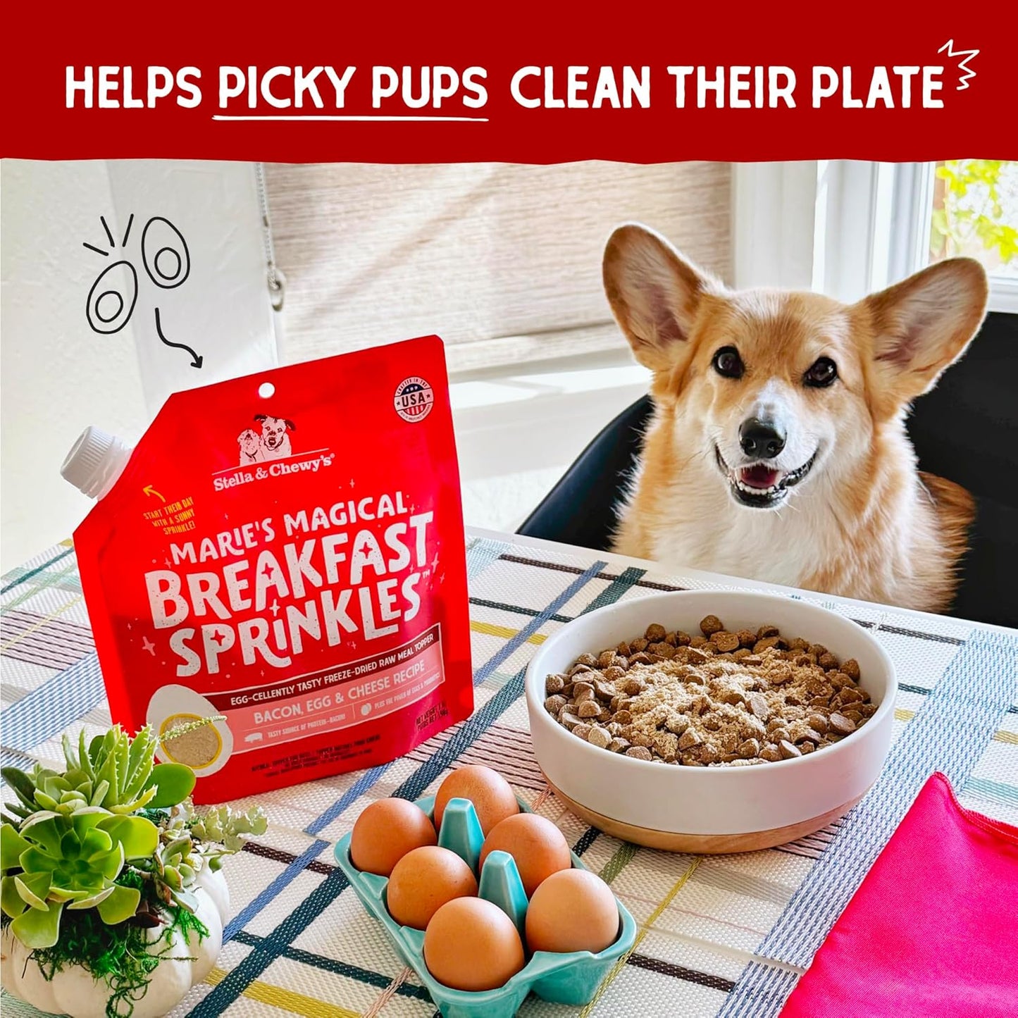 Marie'S Magical Breakfast Sprinkles Freeze-Dried Raw Bacon, Egg & Cheese Recipe Grain-Free Dog Food Topper, 7-Oz Bag