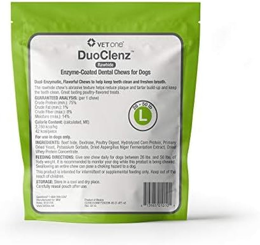Vetone Duoclenz Enzyme Coated Dog Dental Chews for Large Dogs - Veterinarian Formulated - 30 Count