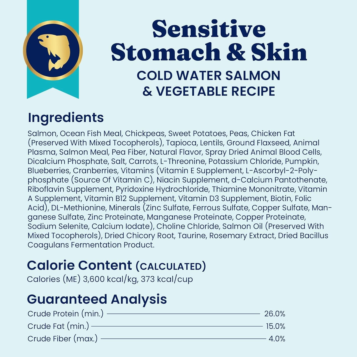 Salmon Dog Food for Sensitive Stomachs – Grain Free & Gluten Free Kibble W/Probiotics to Support Gut Health & Digestion - Sensitive Stomach Dog Food for All Ages – Nutrientboost™ – 22 LB