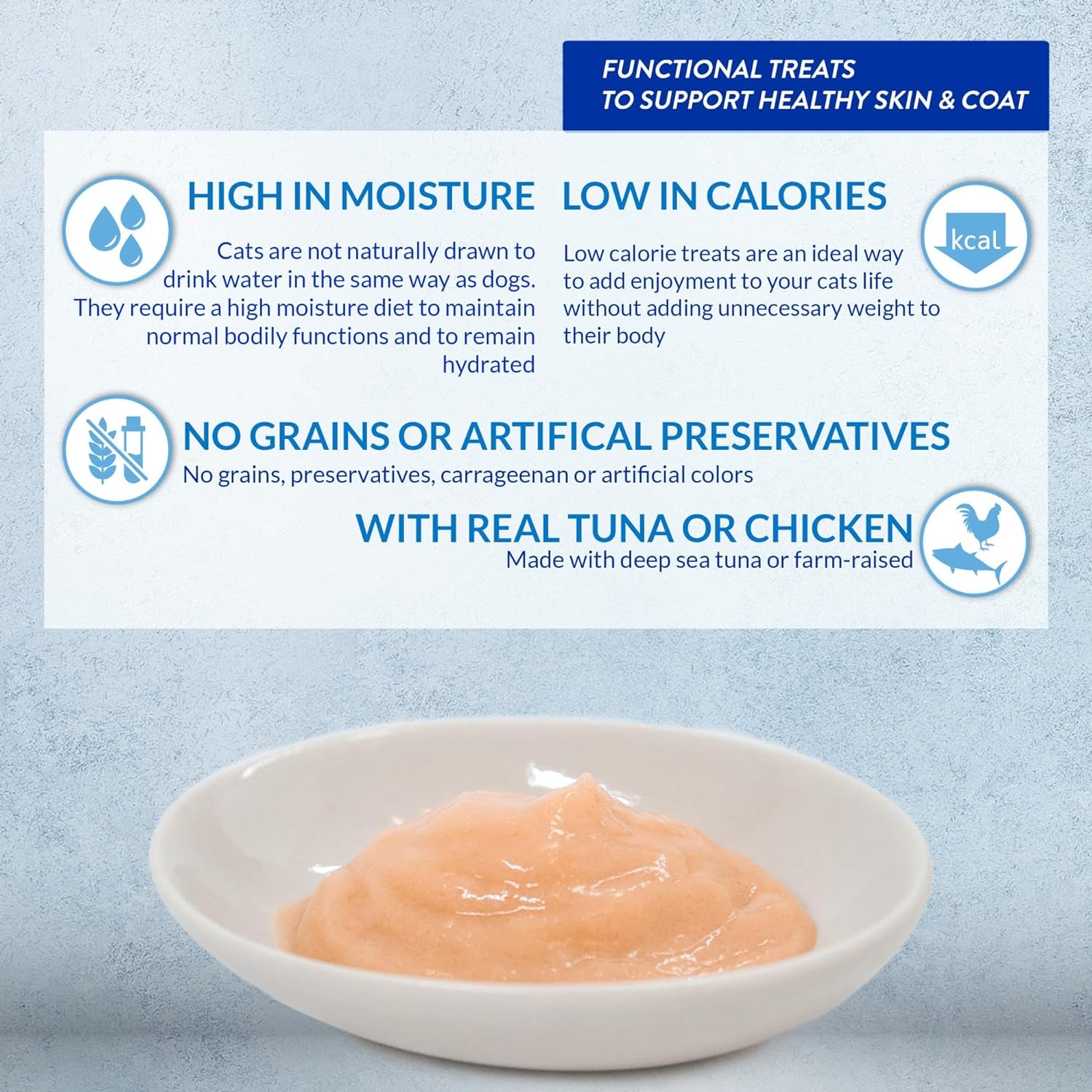 Churu Lickable Purée Natural Cat Treats for Skin and Coat with Omega Oils, Taurine and Vitamin E, 0.5 Ounces Each Tube, 50 Tubes, Skin & Coat Variety