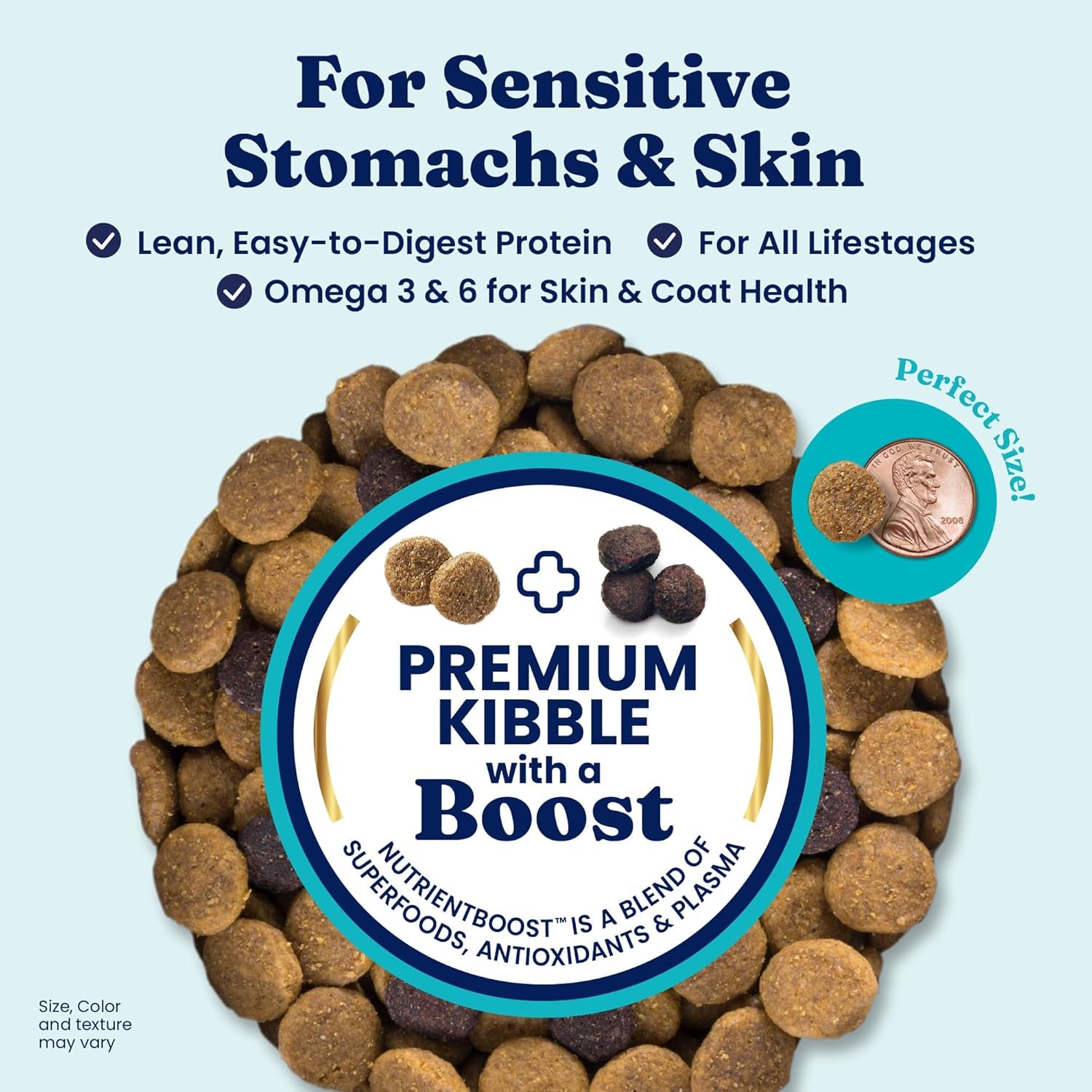 Salmon Dog Food for Sensitive Stomachs – Grain Free & Gluten Free Kibble W/Probiotics to Support Gut Health & Digestion - Sensitive Stomach Dog Food for All Ages – Nutrientboost™ – 22 LB