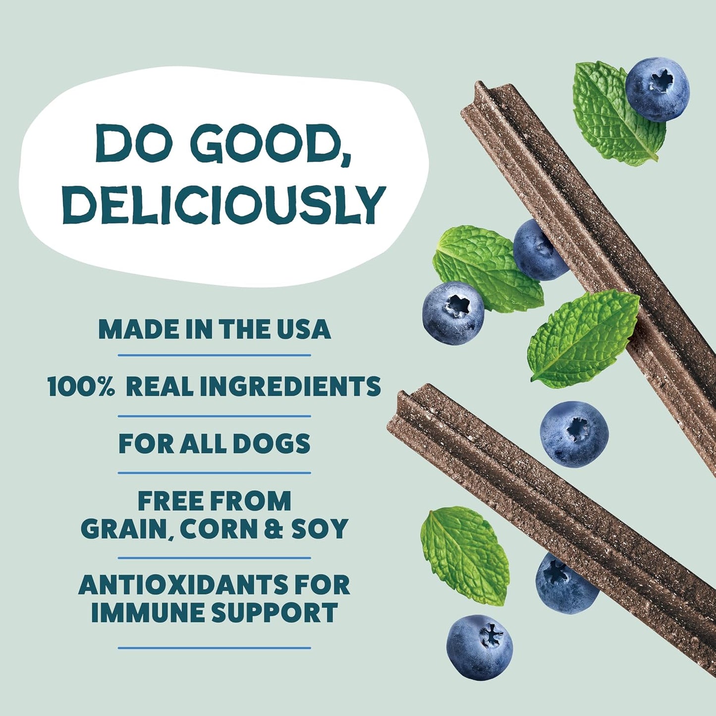 Toothberry Dental Chews for Dogs – Natural Dog Dental Sticks for Fresh Breath, Teeth Cleaning & Removes Tartar, Grain-Free Dog Treats, No Corn or Soy, 32 Sticks