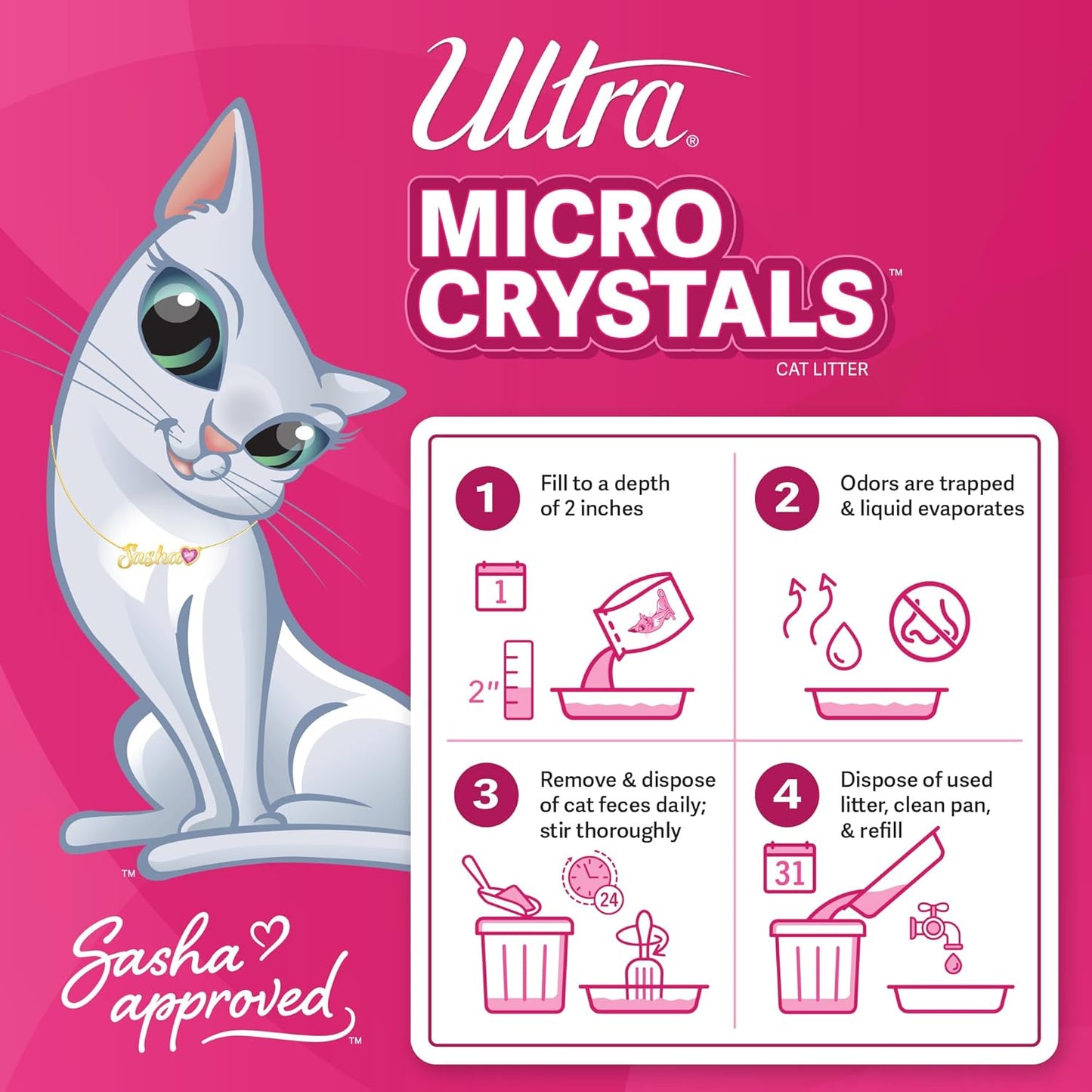 Micro Crystals Cat Litter - 99.9% Dust Free, Soft on Paws, Fragrance Free - 5 Lbs.
