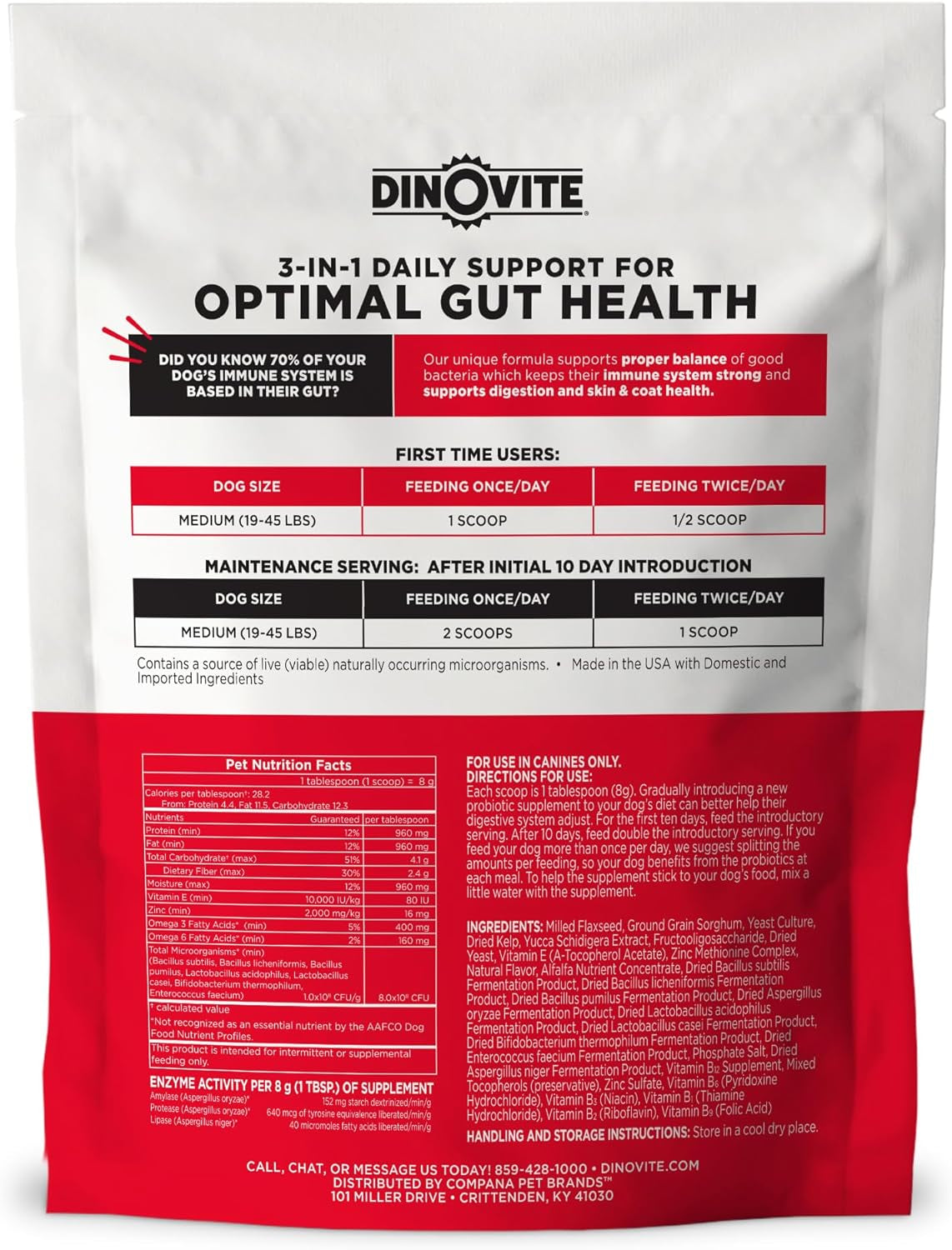 3 in 1 Probiotic for Medium Dogs, Skin & Coat, Digestive Health & Joint Relief, Dog Food Toppers, Immune Support, Allergy Relief & Itch Relief Skin Care, 30 Servings (18-45Lb)