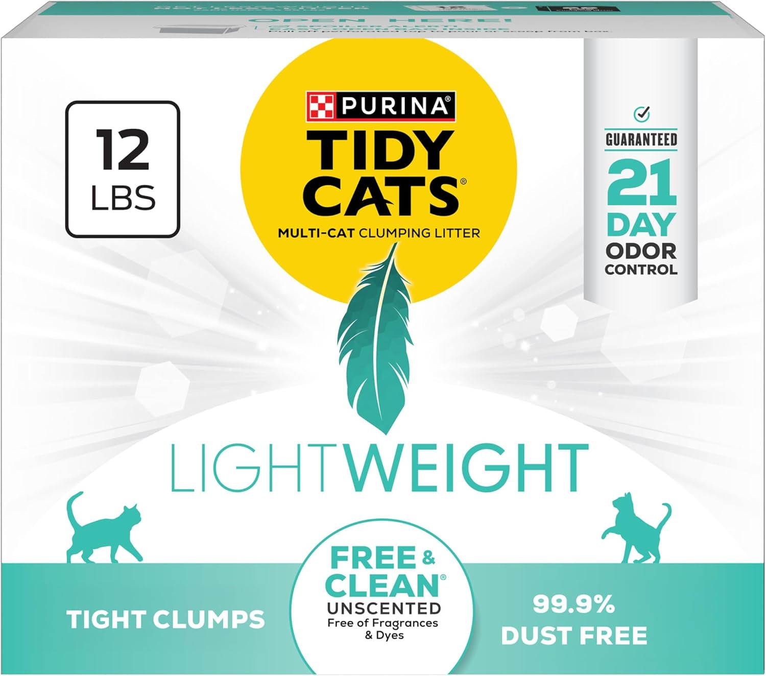 Purina  Lightweight Free and Clean Unscented, Multi-Cat, Clumping, 99.9 Percent Dust Free Cat Litter - 12 Lb. Box