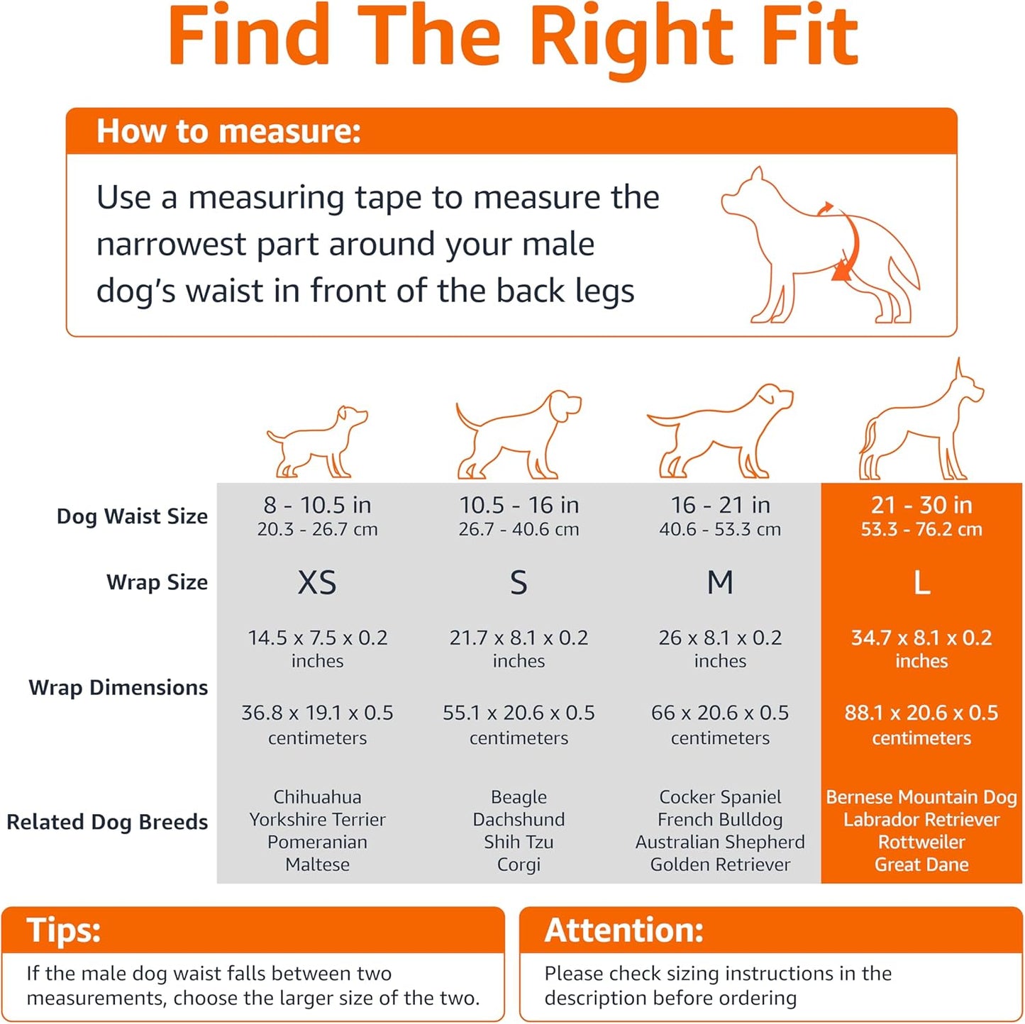 Male Dog Diapers, 30 Count, Large, Ultra Absorbent Disposable Wrap with Secure Fit, Leakproof and Comfortable