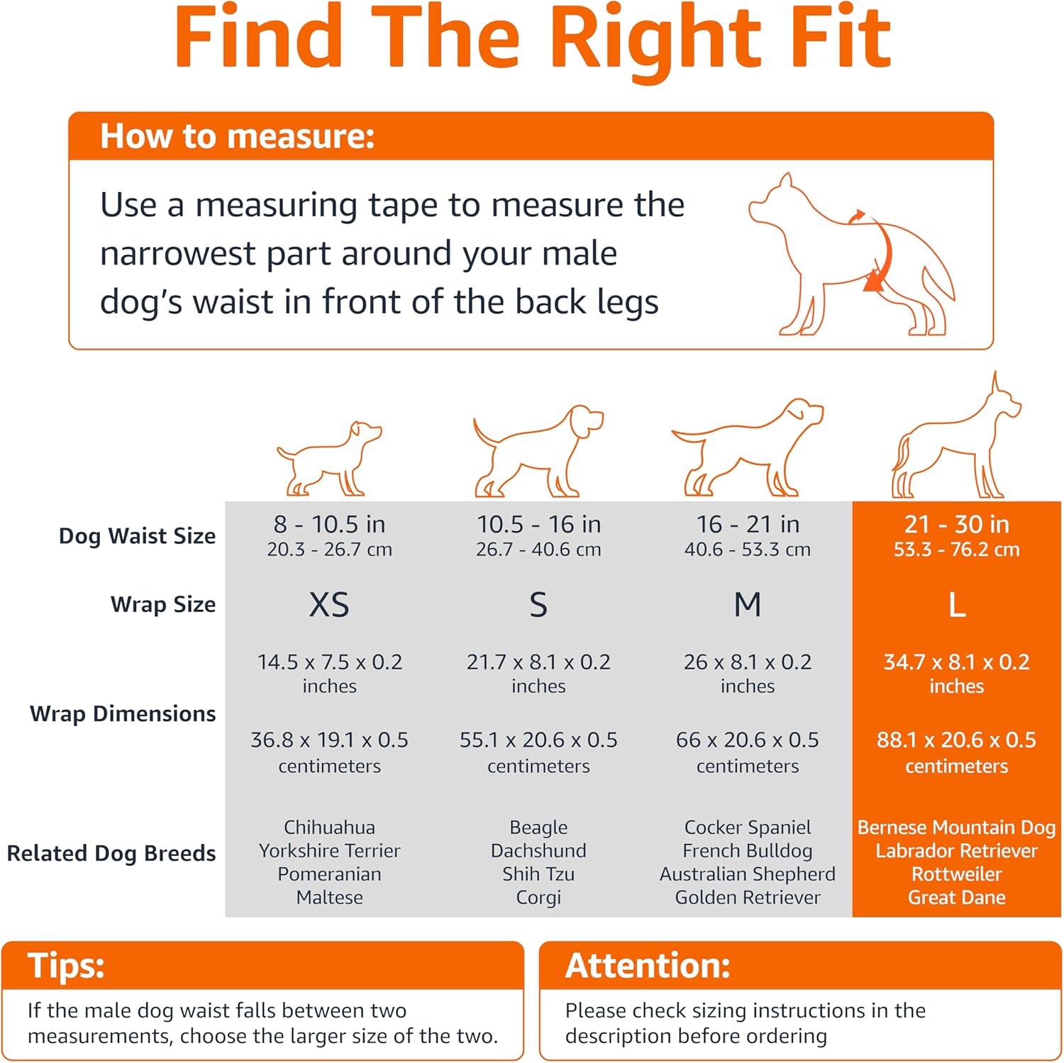 Male Dog Diapers, 30 Count, Large, Ultra Absorbent Disposable Wrap with Secure Fit, Leakproof and Comfortable