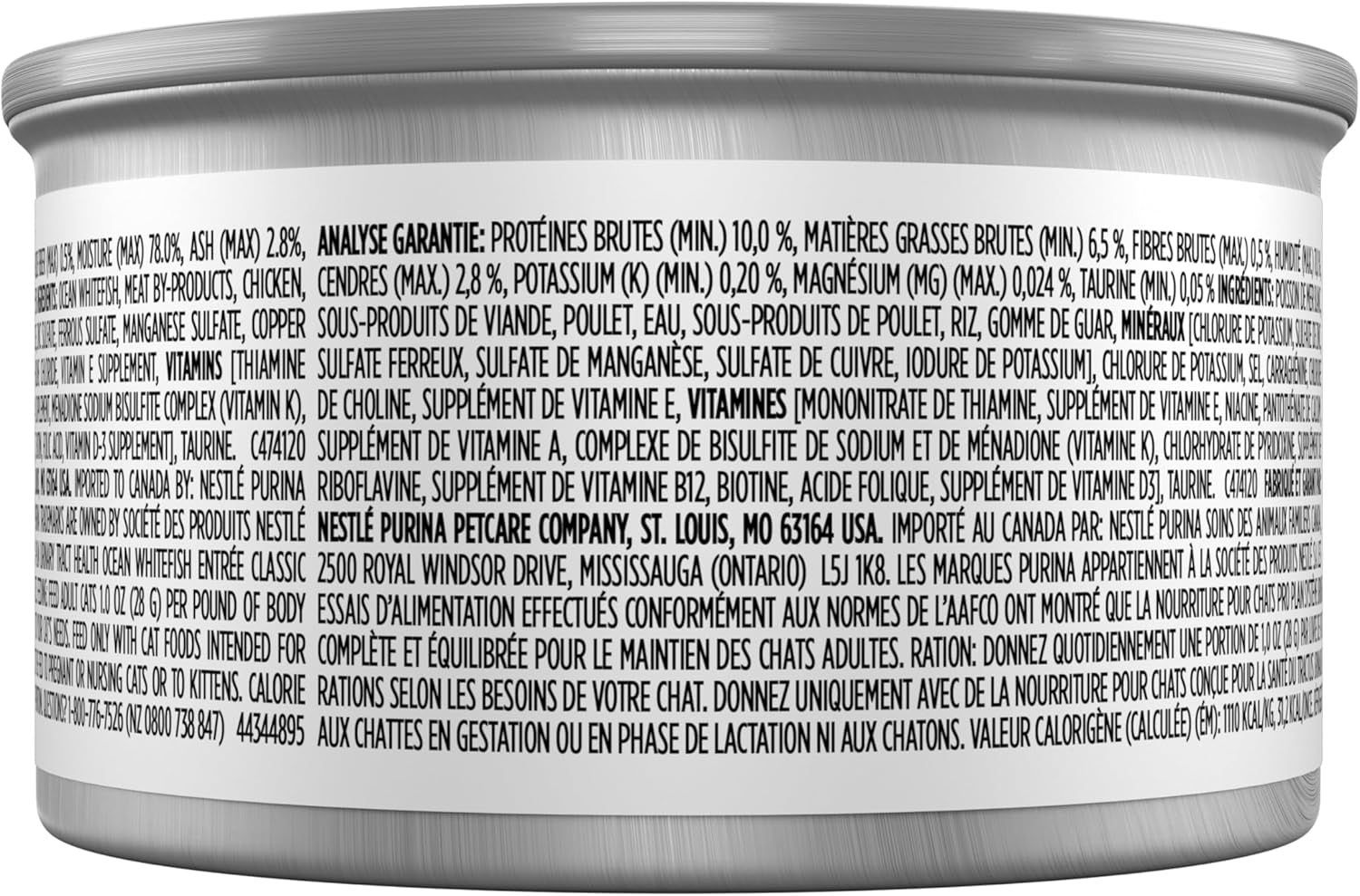 Urinary Tract Cat Food Wet Pate, Urinary Tract Health Ocean Whitefish Entree - (Pack of 24) 3 Oz. Pull-Top Cans