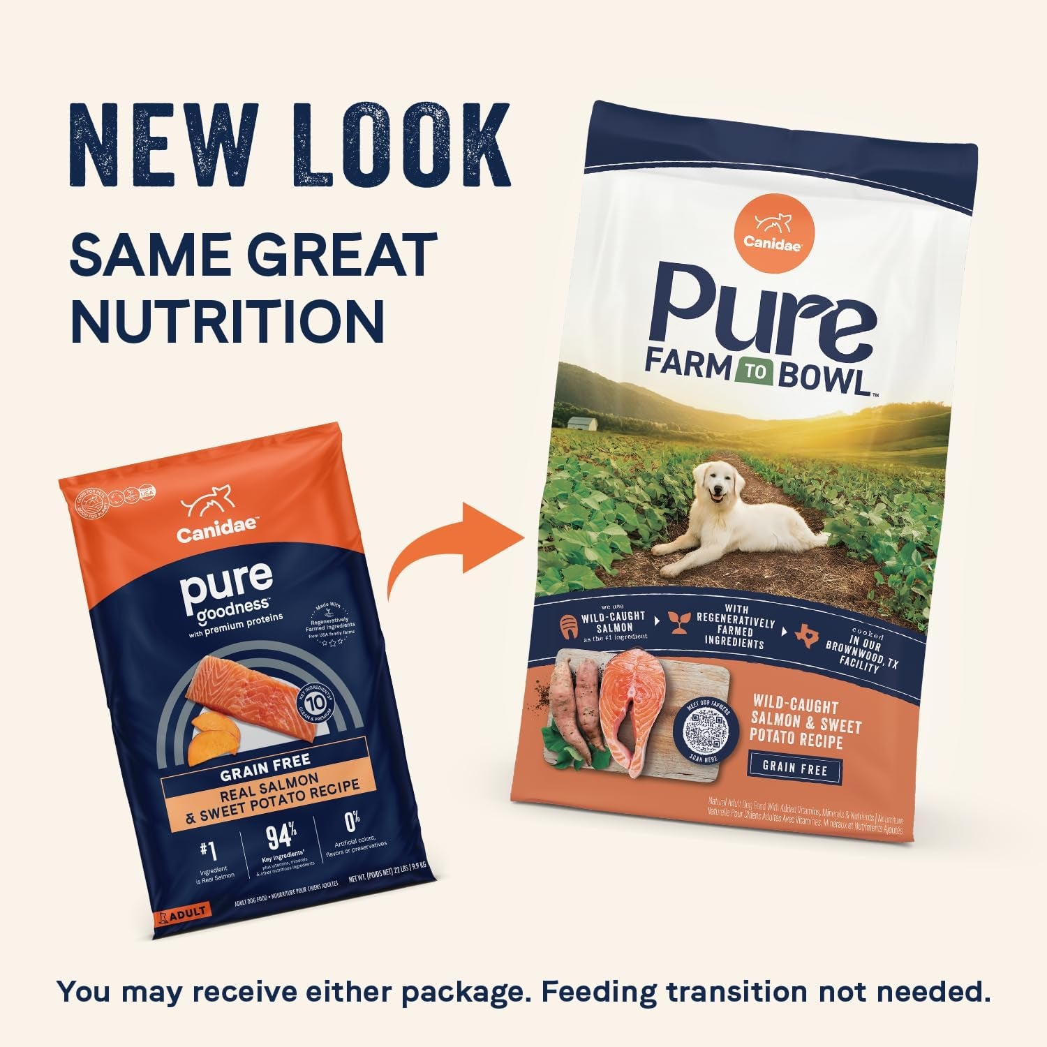 Pure Farm to Bowl, Grain-Free, Wild-Caught Salmon & Sweet Potato Dog Food, Adult 22Lb