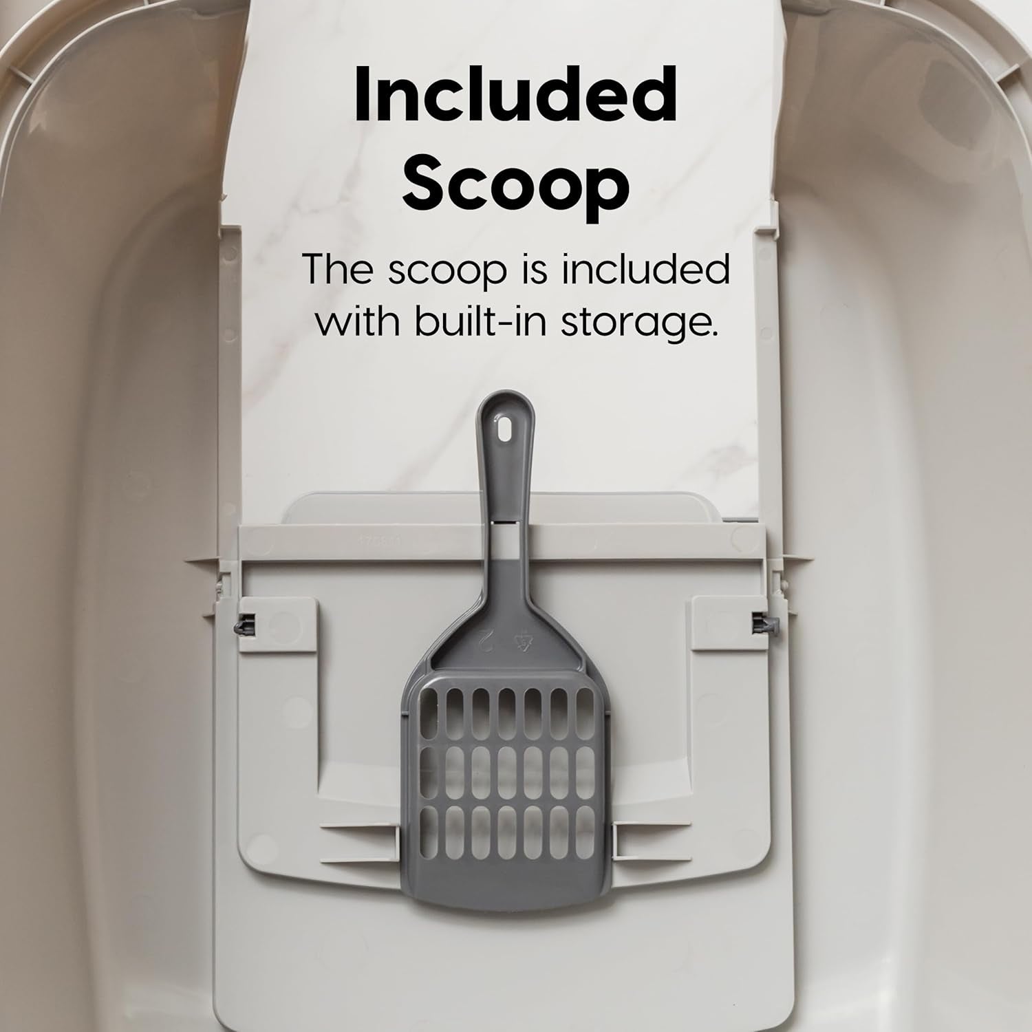 USA Cat Litter Box with Front Door Flap and Scoop, Covered Kitty Box with Handle and Buckles for Portability and Privacy, Dark Gray