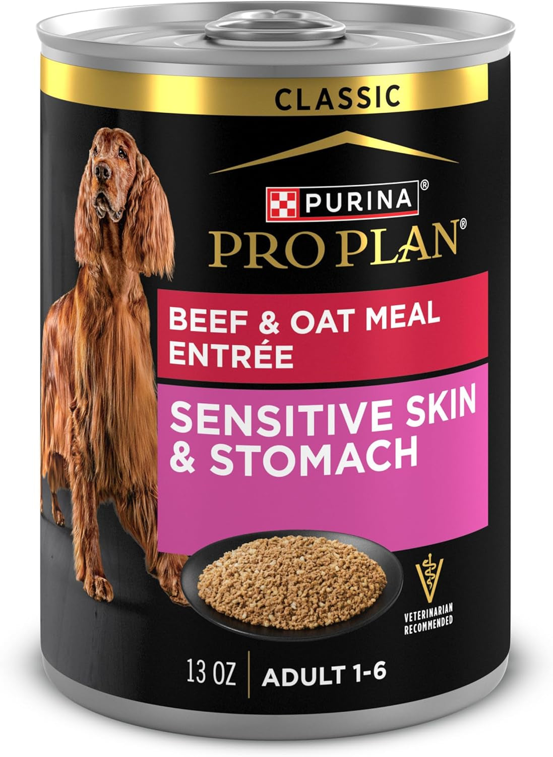 Sensitive Skin and Stomach Dog Food Wet Classic Pate Beef and Oat Meal Entrée - (Pack of 12) 13 Oz. Cans