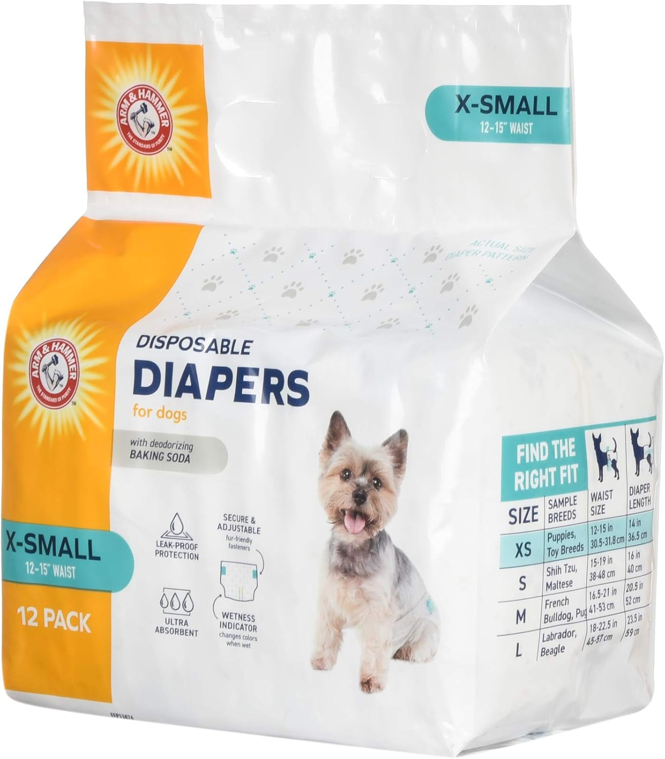 for Pets for Pets Female Dog Diapers, Size X-Small, 12 Count | Ultra-Absorbent, Adjustable Girl Dog Diapers with Leak-Proof Protection and Wetness Indicator