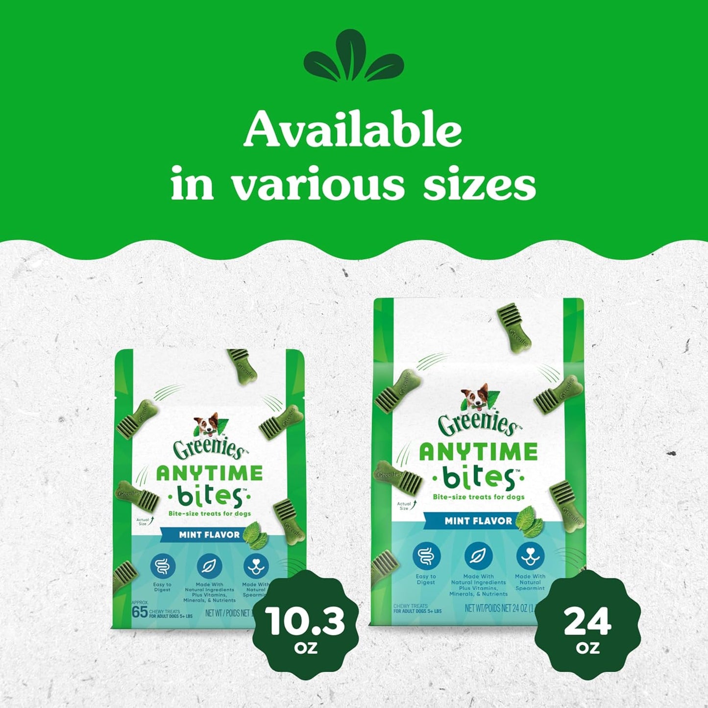 Anytime Bites Dog Treats, Mint Flavor, 24 Oz. Bag