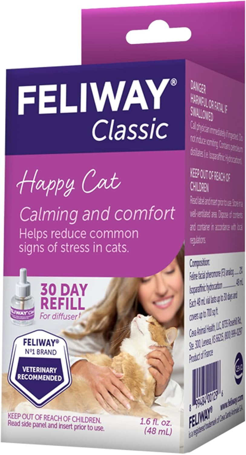 ® Classic 30 Day Cat Calming Refill for Pheromone Diffuser, 48Ml - Helps Reduce Common Signs of Stress in Cats & Kittens, Enhanced Calming
