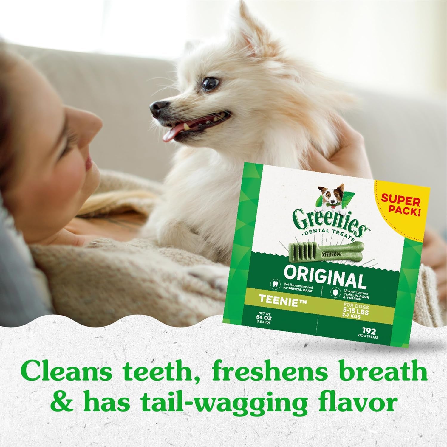 Original Teenie Dental Dog Treats, 54 Oz. Pack (192 Treats)