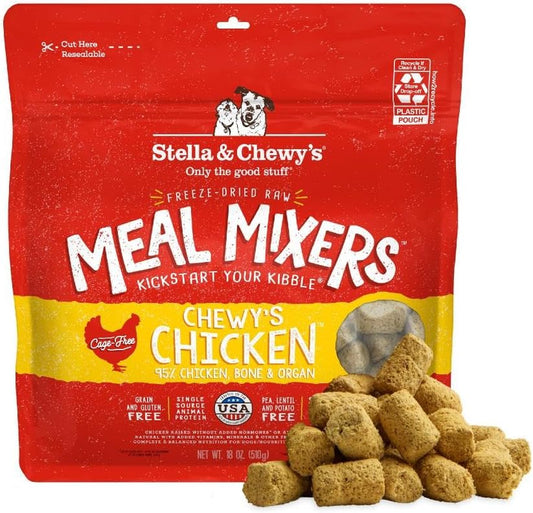 Freeze-Dried Raw Chicken Meal Mixers- Dog Food Topper and Mixer - Made with 95% Cage-Free Chicken, Organs & Bone - Perfect for Picky Eaters - Grain-Free - 18Oz