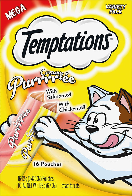 Creamy Puree Variety Pack of Squeezable Cat Treats, 0.42 Oz. Tubes, 16 Count