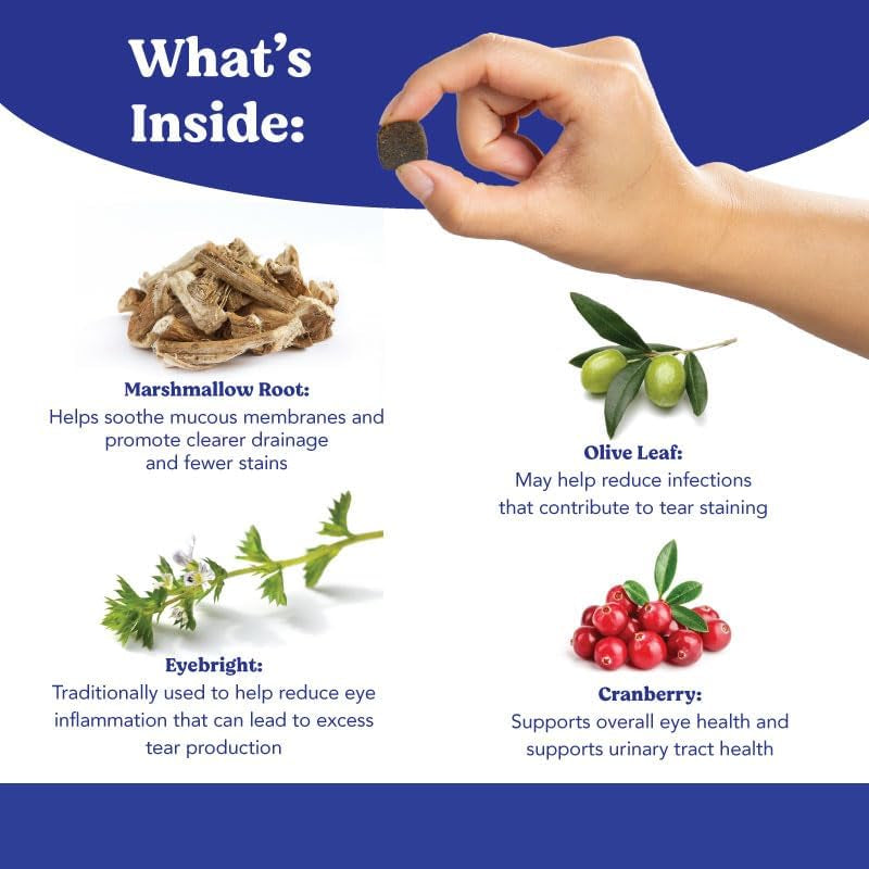 Natural Tear Stain Prevention Soft Chews for Dogs | Chicken Flavor| for All Breeds | No Wheat No Corn | Daily Supplement | Proprietary Formula, 90 Count