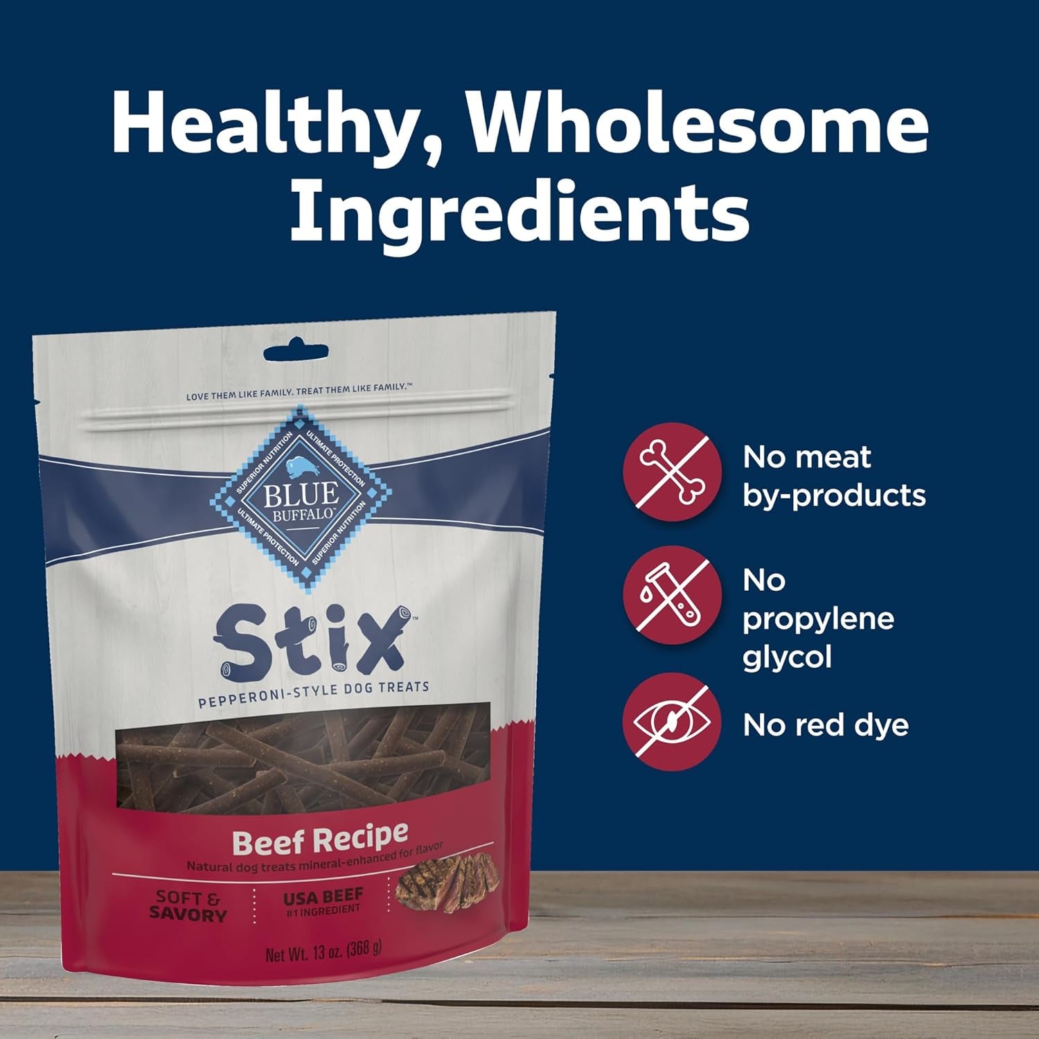 Stix Pepperoni-Style Dog Treats Made with Natural Ingredients, Beef Recipe, 13-Oz Bag