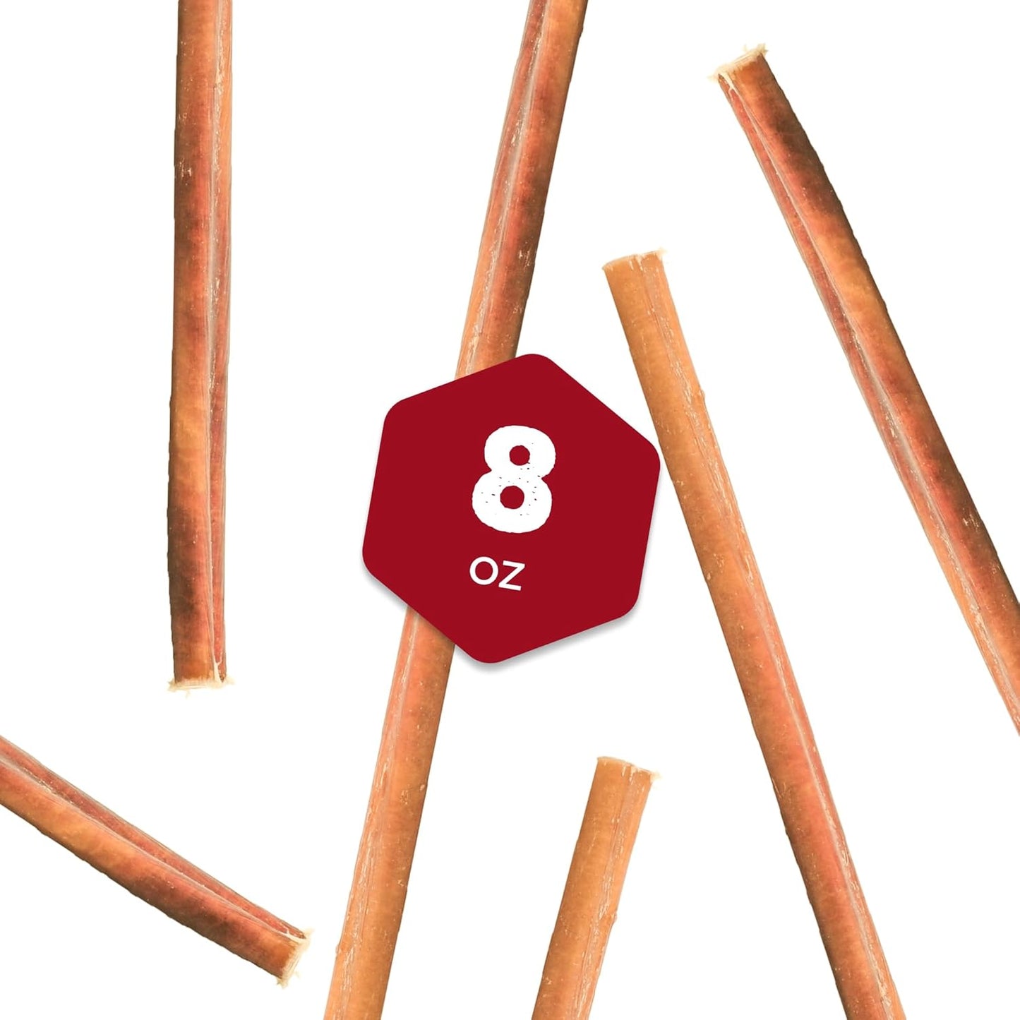 12 Inch Bully Sticks - 8 Oz (Pack of 1) - Natural Grass-Fed, Grain and Rawhide Free, Perfect for Medium or Large Canines