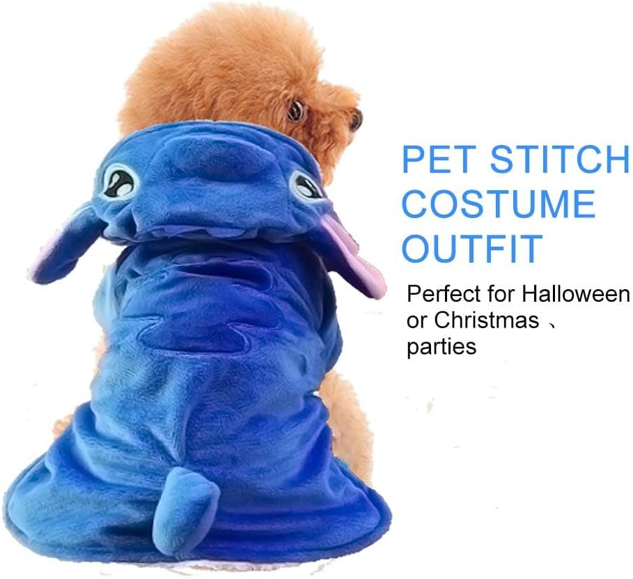 Dog Hoodie, Blue, 2XL (70+ LB), Velvet, Cartoon Costume for Small Medium Large Dogs and Cats, Halloween Christmas Winter