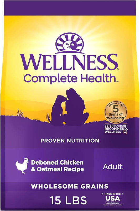 Complete Health Dry Dog Food with Grains, Natural Ingredients, Made in USA with Real Meat, All Breeds for Adult Dogs (Chicken & Oatmeal, 15-Pound Bag)